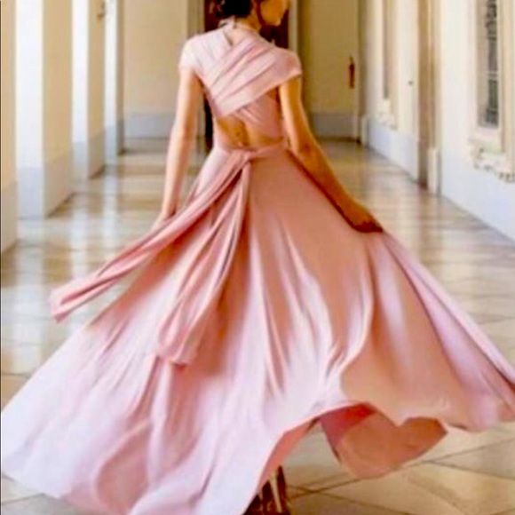 New Twobirds BHLDN Ginger Convertible Sz A / Fits 0 - 12 Dusty Pink Formal Gown - Picture 12 of 17